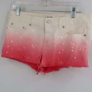 Victoria's Secret Pink Ombre Pink Sequin Cheeky Cut Off Shorts Size 8 NWT